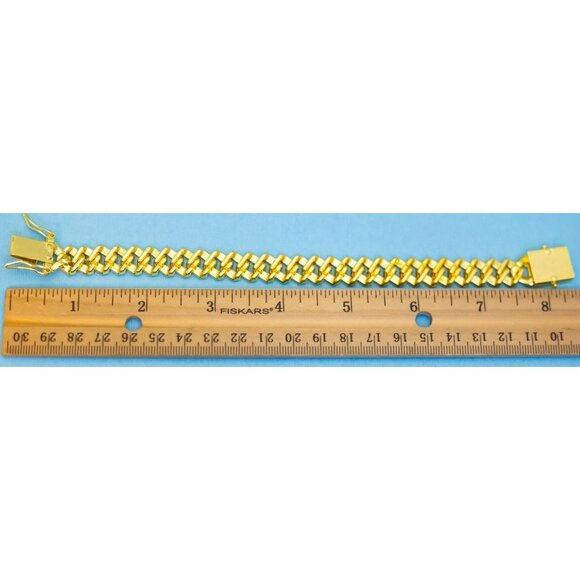 8 inch, Vintage Rhinestone Geometric Curbs Unique Gold Tone Bracelet - N32 - Picture 3 of 3